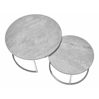 Комплект журнальних столів Signal PORTAFINO B Ceramic Marmur 2 шт Сірий PORTAFINOBSZCH фото - 3