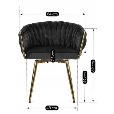 Обідній стілець поворотний Mebel Elit RUBI Welur Чорний ME.RUBI/CZ/ZL/V/K фото - 13