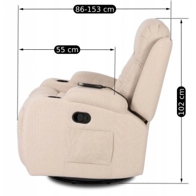 Кресло мягкое раскладное массажное с реклайнером Mebel Elit BOX 2 Бежевый - 17 Кресло мягкое раскладное массажное с реклайнером Mebel Elit BOX 2 Бежевый ME.BOX2/BZ/T/FW фото - 17