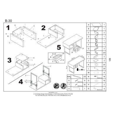 Письмовий стіл Halmar B-30 Білий V-CH-B/30 фото - 2