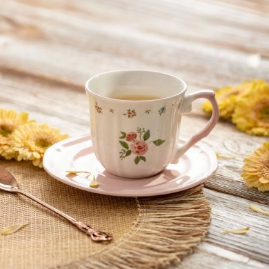 Чашка с блюдцем Homla GRETA 250 мл Розовый - 4 Чашка с блюдцем Homla GRETA 250 мл Розовый 234843 фото - 4