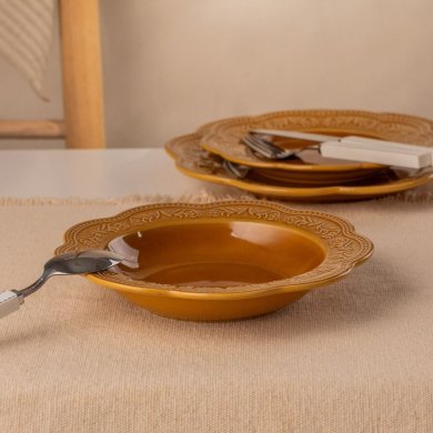 Глибока тарілка Homla SALTIS 22 см Бурштиновий 241376 фото - 6