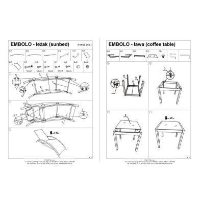 Комплект шезлонгів та столик Halmar EMBOLO Чорний - 13 Комплект шезлонгів та столик Halmar EMBOLO Чорний PROMO-EMBOLO-ZESTAW фото - 13