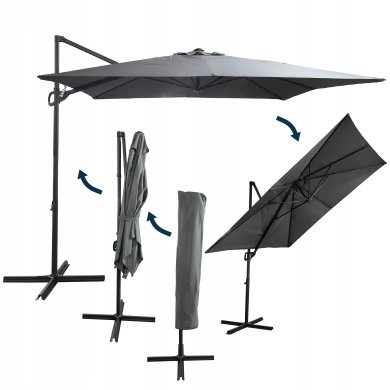 Садова парасоля з чохлом Kontrast SEATTLE 250х250 см Сірий - 3 Садова парасоля з чохлом Kontrast SEATTLE 250х250 см Сірий 5.06.213228 фото - 3