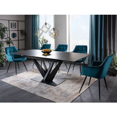 Раскладной обеденный стол Signal SORENTO Marmur Черный SORENTOCC160 фото - 7