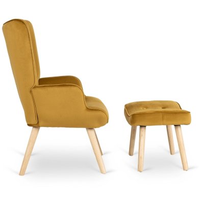Кресло мягкое с подставкой Mebel Elit LOZANO Welur Горчичный ME.LOZANO/CU/DK/V/FW фото - 2