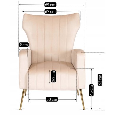 Кресло мягкое Mebel Elit DIANA Welur Бежевый ME.DIANA/BZ/ZL/V/FW фото - 15