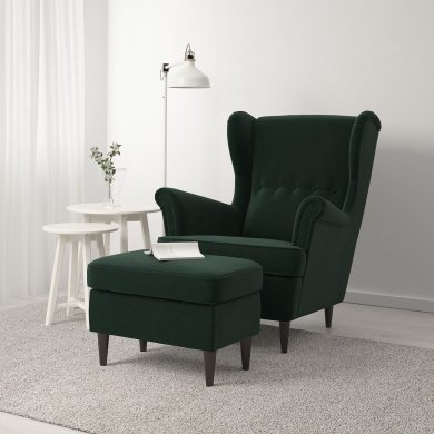 IKEA Крісло м'яке з пуфом STRANDMON Темно-зелений (ИКЕА СТРАНДМОН) 19483908 фото - 5