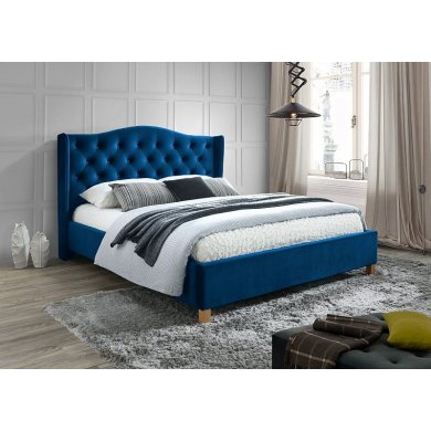 Ліжко Signal Aspen Velvet | 160х200 / Дуб / Синій (Bluvel 86) ASPENV160GRD