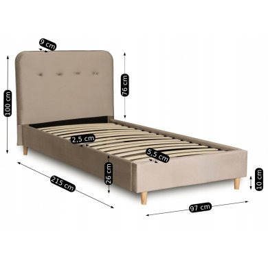 Кровать Mebel Elit DENNIS Welur 90x200 см Бежевый - 8 Кровать Mebel Elit DENNIS Welur 90x200 см Бежевый ME.DENNIS/90/BZ/V/LOZ фото - 8