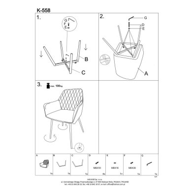Обеденный стул Halmar K558 Черный V-CH-K/558-KR-CZARNY фото - 11