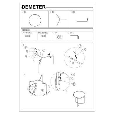 Комплект журнальних столів Signal DEMENTER 3 шт Бетон DEMETERSZC фото - 3