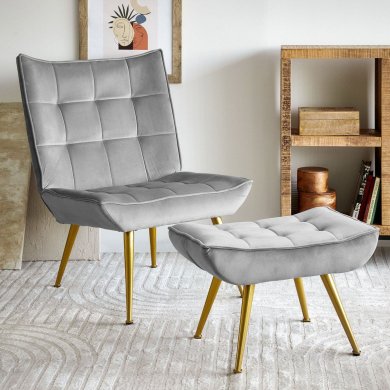 Кресло мягкое с подставкой Homla VINNIS Welur Серый 216133 фото - 10