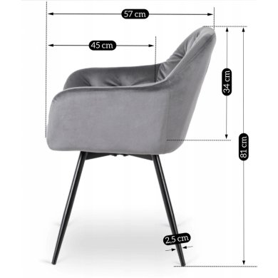 Обідній стілець поворотний Mebel Elit IDA Welur Сірий ME.IDA/P/V/K фото - 10