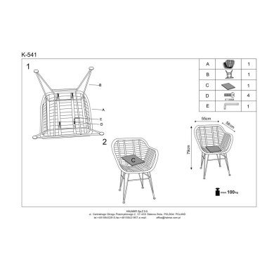 Садовий стілець Halmar K541 Дерево - 11 Садовий стілець Halmar K541 Дерево V-CH-K/541-KR фото - 11