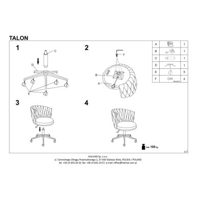 Офісне крісло Halmar TALON Попелястий V-CH-TALON-FOT-POPIEL фото - 11