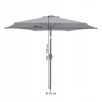 Садова парасоля з чохлом Kontrast ORLANDO 300 см Темно-сірий 5.06.27593 фото - 7