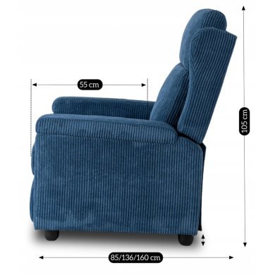 Кресло мягкое раскладное с реклайнером Mebel Elit SPENCER Velvet Синий ME.SPENCER/GR/SZTR/FW фото - 17