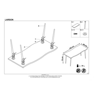 Обеденный стол Halmar LARSON Дуб V-CH-LARSON-ST фото - 5
