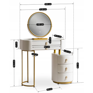 Туалетний стіл Mebel Elit SELENA Marmur Білий - 8 Туалетний стіл Mebel Elit SELENA Marmur Білий ME.SELENA/B/ZL/B фото - 8