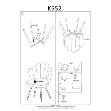 Обеденный стул Halmar K552 Пепельный - 15 Обеденный стул Halmar K552 Пепельный V-CH-K/552-KR-POPIELATY фото - 15