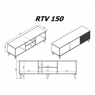 Тумба под ТВ Halmar Random RTV-1 | Дуб вотан / Черный V-PL-RANDOM-RTV-1 фото - 13