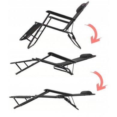 Складной шезлонг Garden Line LEZ7838 Черный - 5 Складной шезлонг Garden Line LEZ7838 Черный LEZ7838 фото - 5