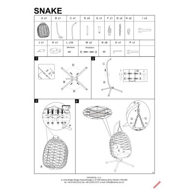 Подвесное кресло-кокон Halmar SNAKE Дерево - 2 Подвесное кресло-кокон Halmar SNAKE Дерево V-CH-SNAKE-FOT фото - 2