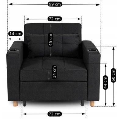 Крісло м'яке розкладне Mebel Elit SOLOR Чорний ME.SOLOR/CZ/T/FW фото - 17