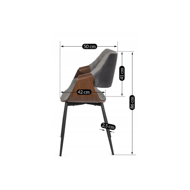 Обеденный стул Mebel Elit DAKOTA Welur Серый - 12 Обеденный стул Mebel Elit DAKOTA Welur Серый ME.DAKOTA/P/O/V/K фото - 12