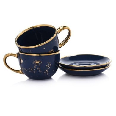 Чашка с блюдцем Duka Celestial 200 мл | Темно-синий / Золотой принт 2220765 фото - 4