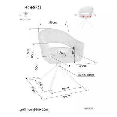 Обідній стілець поворотний Signal BORGO Leo Сірий BORGOLECSZ фото - 5