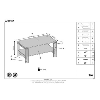 Журнальный стол Halmar ANDREA Белый V-PL-ANDREA-LAW-BIAŁY фото - 2