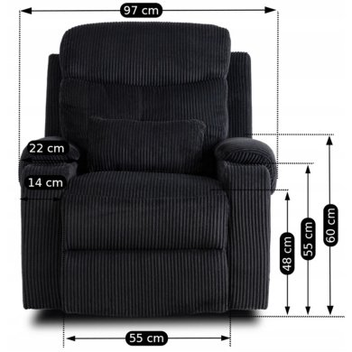 Крісло м'яке розкладне з реклайнером Mebel Elit TORRES Velvet Чорний ME.TORRES/CZ/SZTR/FW фото - 14