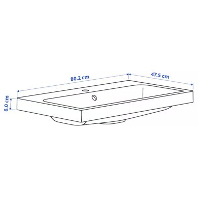 IKEA Раковина BACKSJON 80х48 см Белый 80545120 фото - 2