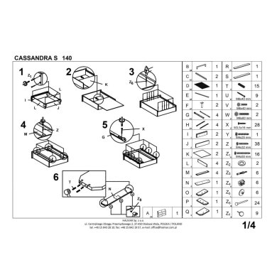 Кровать Halmar Cassandra S | 140х200 / Белый / черный V-CH-CASSANDRA_S_140-LOZ фото - 2