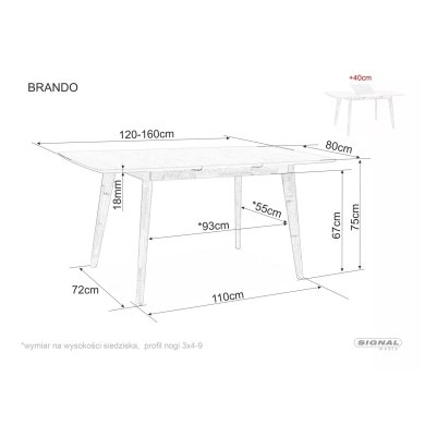 Розкладний обідній стіл Signal BRANDO Дуб BRANDOD120 фото - 5