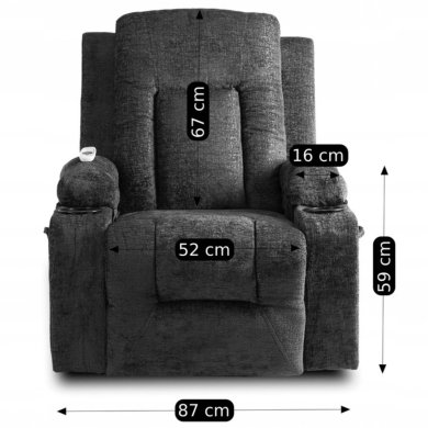 Крісло м'яке розкладне масажне з реклайнером Mebel Elit BOX Welur Чорний ME.BOX/CZ/V/FW фото - 16