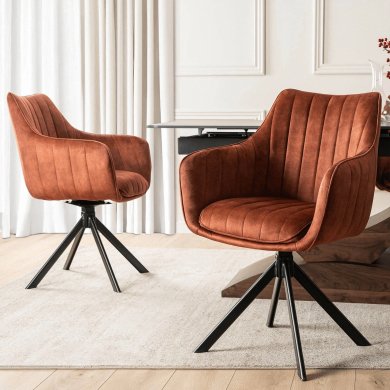 Обідній стілець поворотний Mebel Elit MUMBAI Welur Рудий ME.MUMBAI/RD/V/K фото - 6