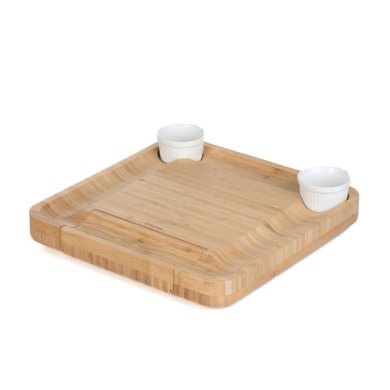 Сервірувальна дошка для сиру з мисками та ножами Homla RUMI 33х33 см Дерево 223165 фото - 2