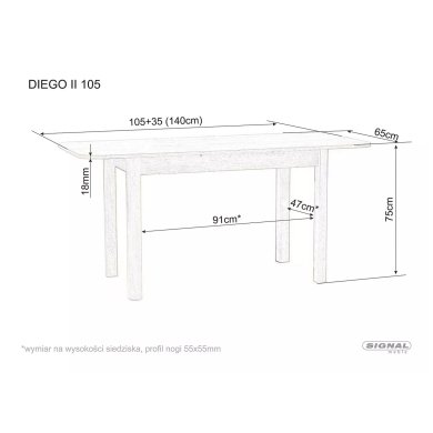 Раскладной обеденный стол Signal DIEGO II Дуб сонома DIEGO2DS105 фото - 4