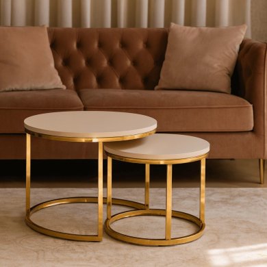 Комплект журнальних столів Mebel Elit APULIA 2 шт Кашемір ME.APULIA/KASZ/ZL/L фото - 5