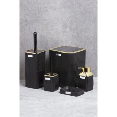 Набор аксессуаров для ванной комнаты Chomik 5 шт Черный OKY5017 фото - 2