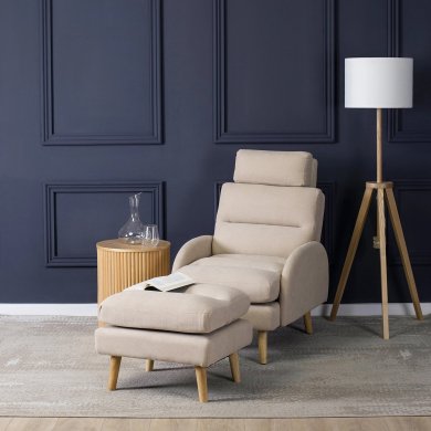 Крісло м'яке розкладне з пуфом Mebel Elit HENRY Бежевий - 9 Крісло м'яке розкладне з пуфом Mebel Elit HENRY Бежевий ME.HENRY/BZ/T/FW фото - 9