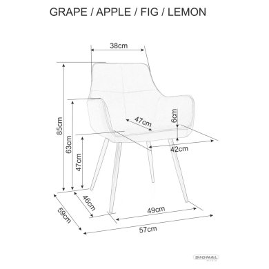 Обідній стілець Signal APPLE Velvet Синій APPLEVCGR фото - 4