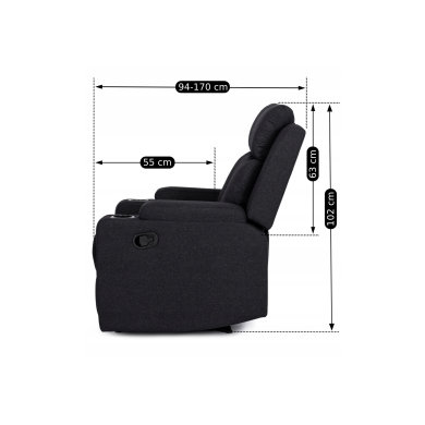 Кресло мягкое раскладное с реклайнером Mebel Elit KOBI 2 Черный ME.KOBI2/CZ/T/FW фото - 10