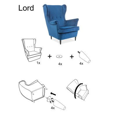 Кресло мягкое Signal Lord Velvet Темно-бежевый LORDV40-P фото - 4
