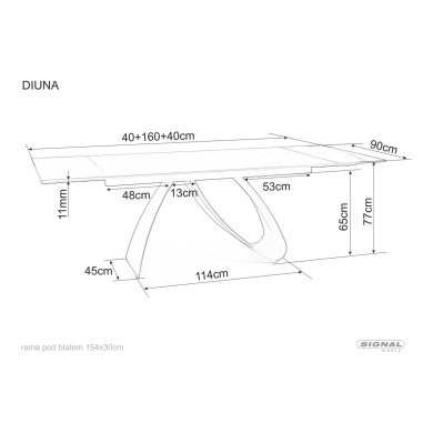 Раскладной обеденный стол Signal DIUNA Ceramic Marmur Черный DIUNACC160 фото - 12