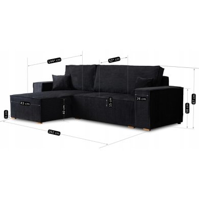 Розкладний диван Mebel Elit ALEX Чорний - 12 Розкладний диван Mebel Elit ALEX Чорний MGK.FILO/LINCOLN100/NAR фото - 12
