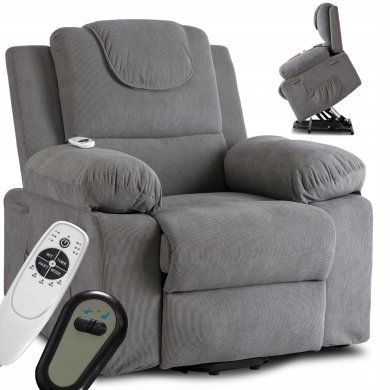 Крісло м'яке розкладне масажне з реклайнером Mebel Elit FENIX Velvet Сірий ME.FENIX/P/SZTR/FW